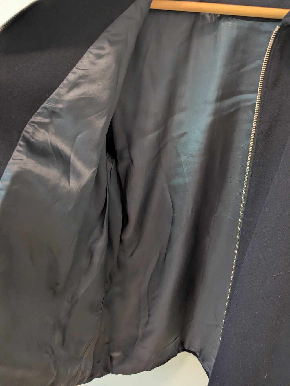 Men's Wool Navy Zip-Front Jacket - Picture 3 of 7
